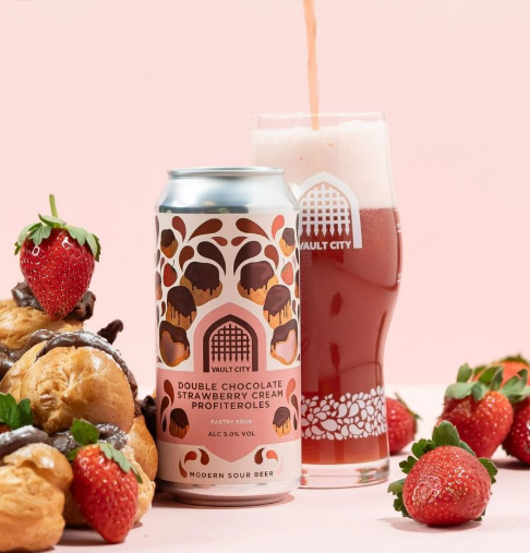 Vault City Double Chocolate Strawberry Cream Profiteroles